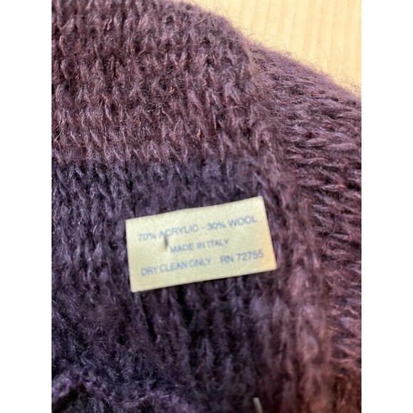 Made in Italy Purple Wool Blend Chunky Knit Infinity Scarf Cowl Cozycore Soft - Picture 2 of 3